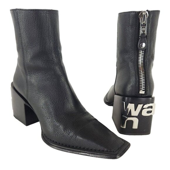 Alexander Wang Grain Parker Boots 35.5 US 5.5 Womens Black Leather ASIS - Picture 5 of 14